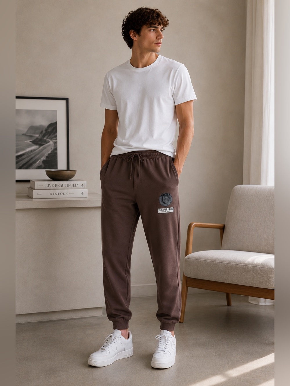 Helmut Lang Societas Brown Joggers Logo Patch Size M